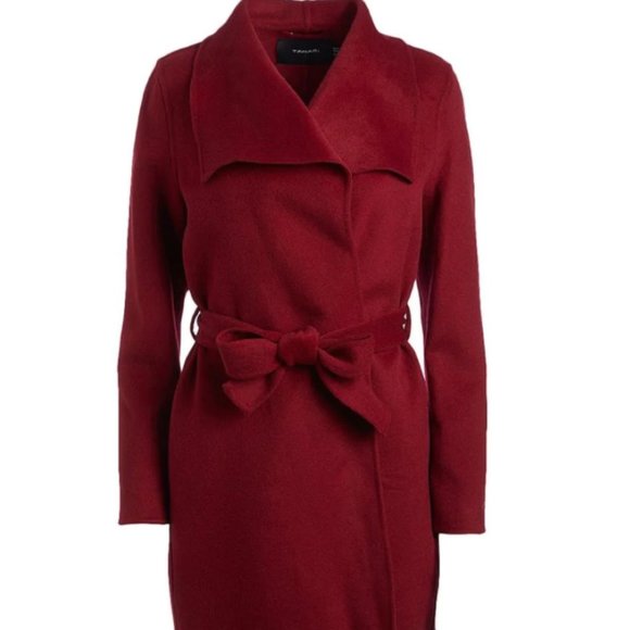 TAHARI WOMEN'S DEEP RED WOOL BELTED COAT JACKET - Picture 1 of 5